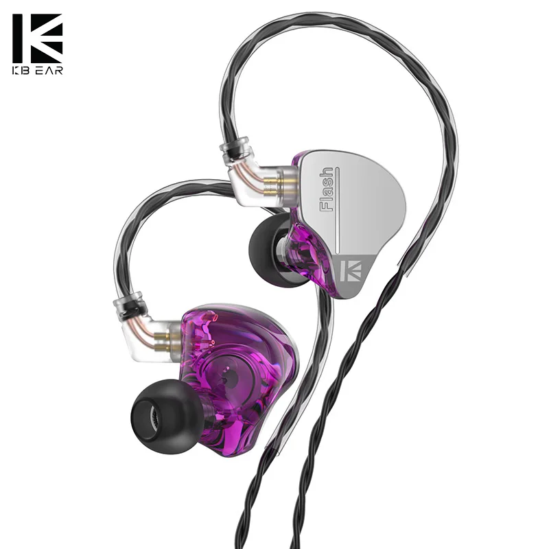 

KBEAR Flash Dual Drviers Hybrid In-Ear HiFi Earphones 2m Cable Headphone Music Sport Monitor Wired Headset Earbuds IEMs KS2 KS1