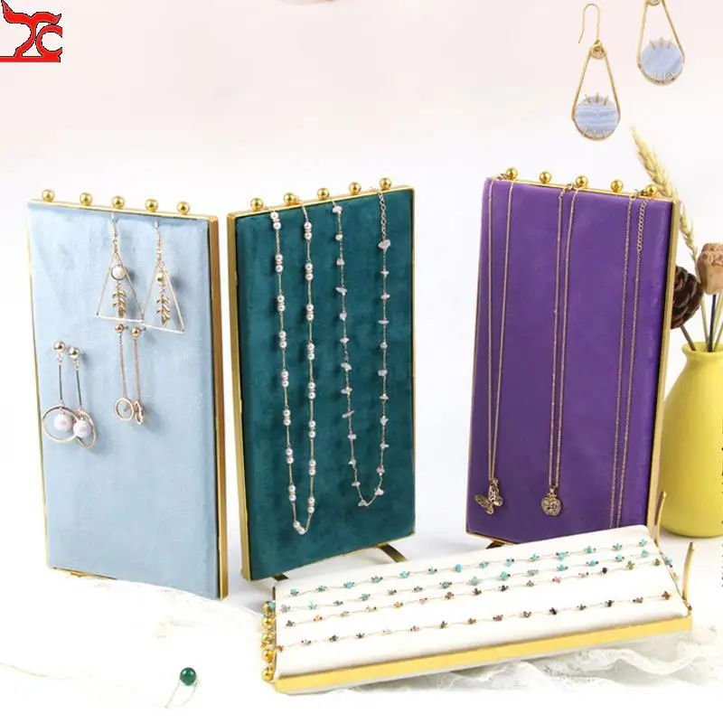 4-Door Screen Jewelry Display Shelf Earring Studs Necklace Jewelry Pendant Display Hanging Stand Holder Organizer Decoration