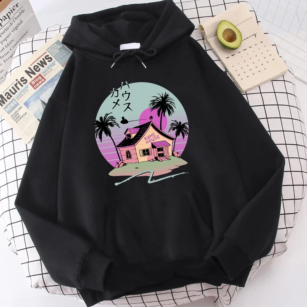 

Anime House On The Coast Printing Male Hoodie Fashion High Quality Hoody Simple Casual Sweatshirt Autumn Loose Warm Streetwear
