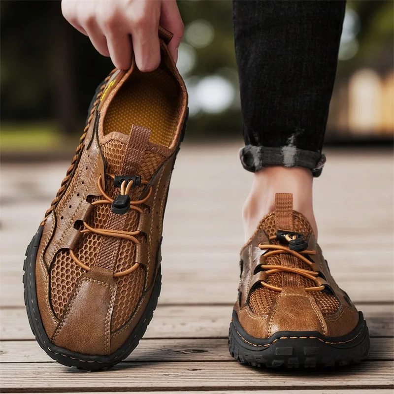 Lightweight Mens Leathe Sandals Sneakes Beathable Summe Casual Comfotable Beach Shoes Outdoo Daily Walking_vogvips.com
