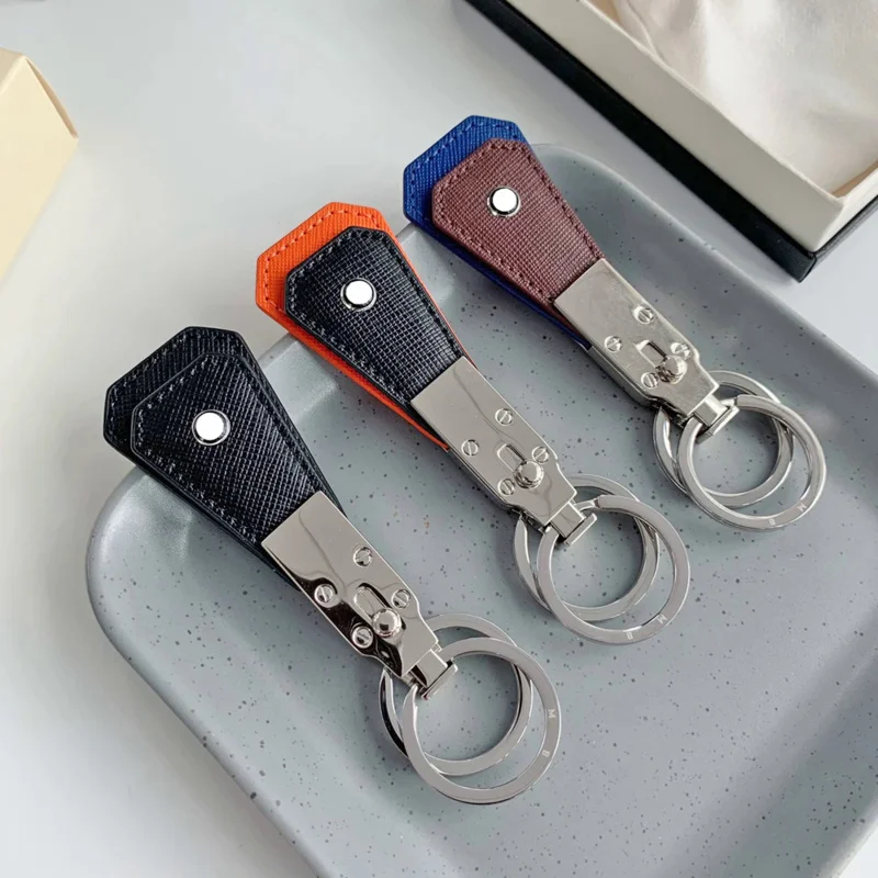 PJS Key Chain MB 2 Color Double Ring Keychain, Stainless Steel Double Ring, One Fixed And One Freely Detachable With Box Set
