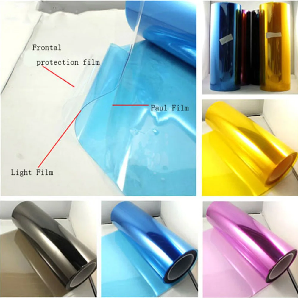 30*60 Cm Auto Tinta Pellicola Lente Involucro Del Vinile Adesivi Per Auto Fumo Nero Scuro Blu Rosso Trasparente per Auto Faro Fanale Posteriore Fendinebbia - Image 6