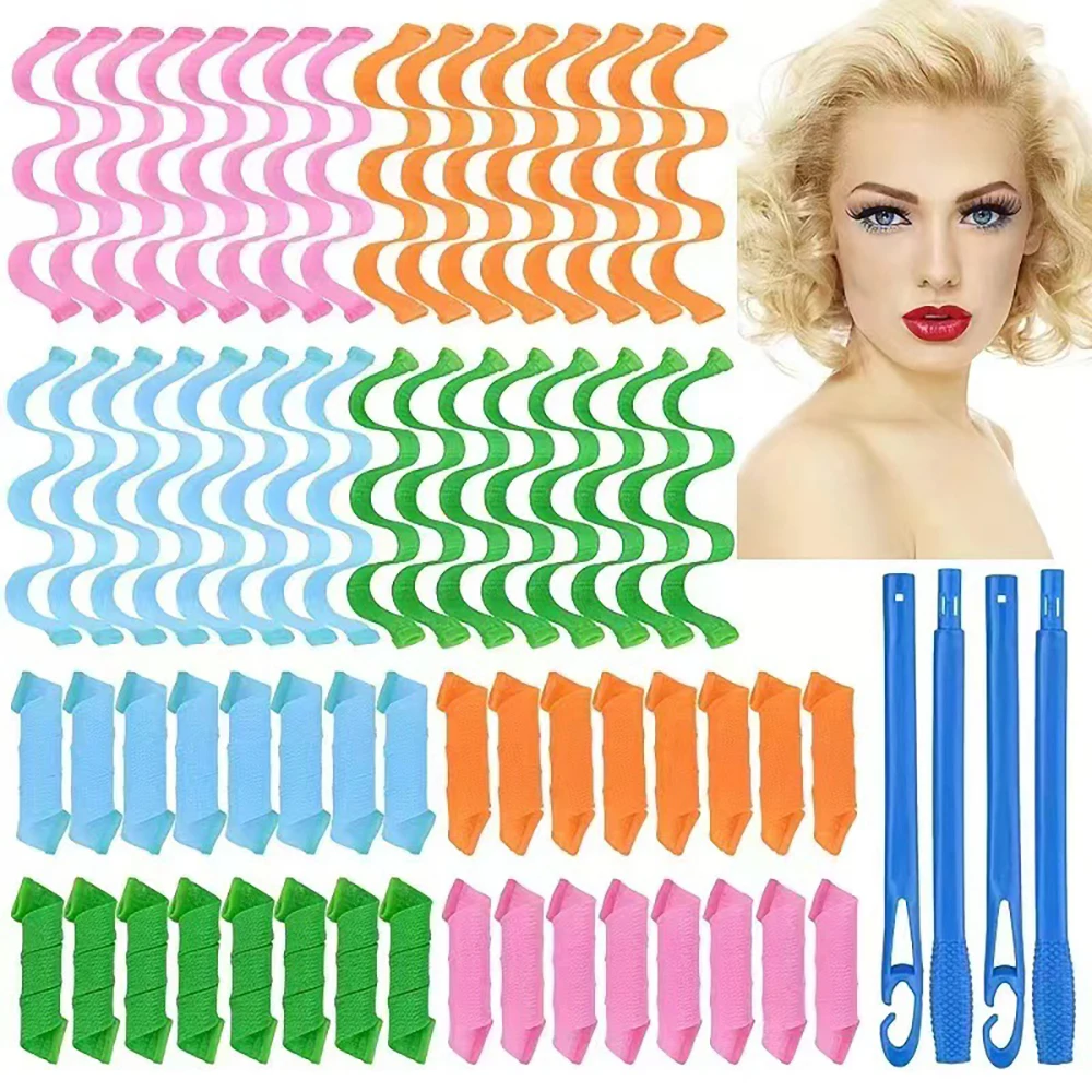 Hair Styling Tool 12pcs Set Magic Hair Curler Heatless Hair Rollers 25-65CM Wave Formers