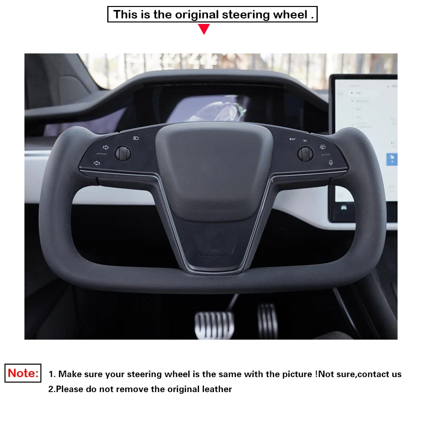 Tesla Model S Model X 2021 2022 2023 2024 용 검은 색 인조 가죽 자동차 핸들 커버