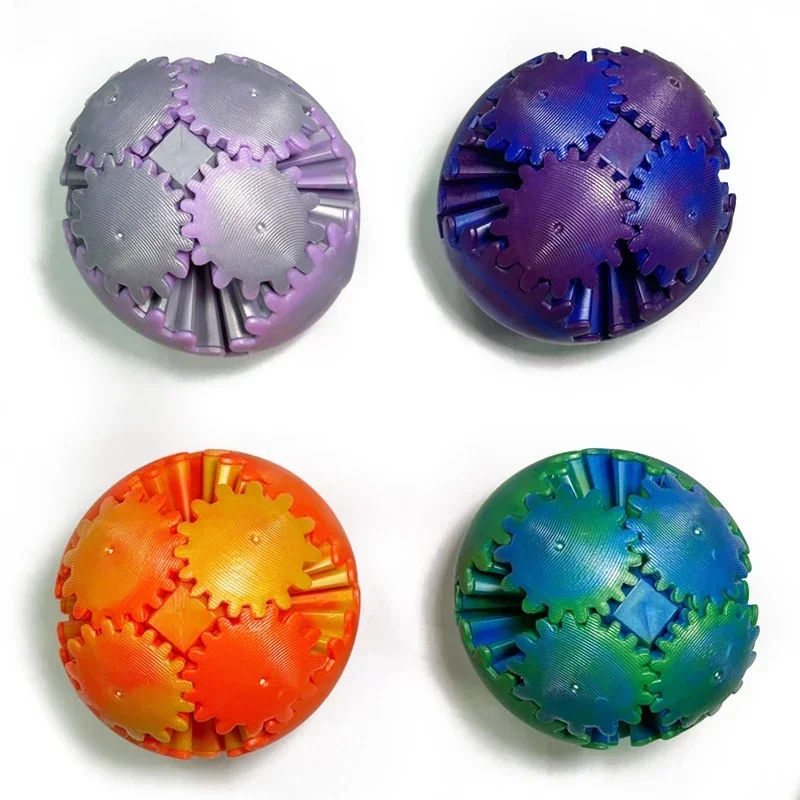 3D Printed Gear Ball Fidget Toys Spin Ball or Cube Stress Relief Desk Toy Anxiety Relax Activity for Kids Adults Gifts
