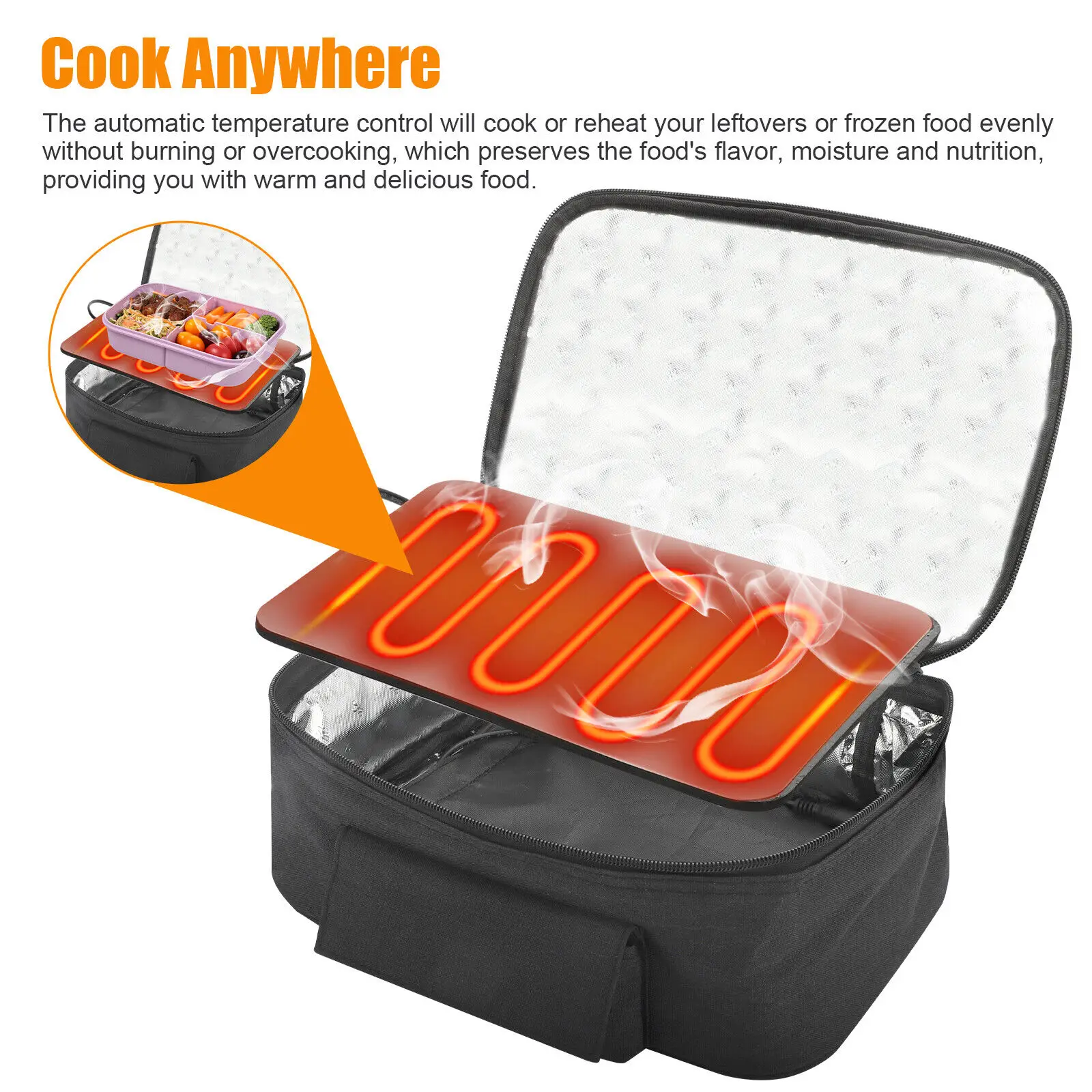 12V Portable Car Electric Heating Lunch Box Food Warmer Container Cooler  Bag New