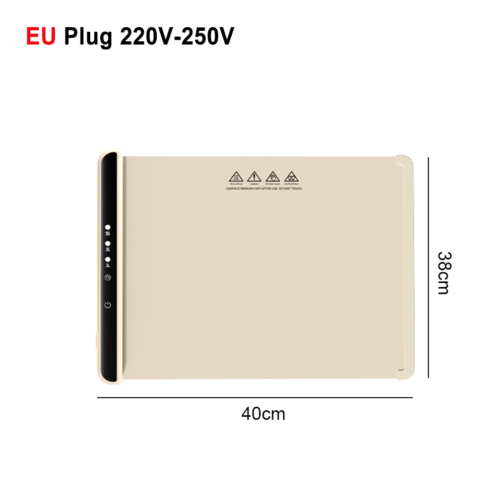 מגש חימום חשמלי לחימום מזון מתקפל נייד חכם מגש חימום מהיר למזון חשמלי עם 3 הגדרות תרמיות