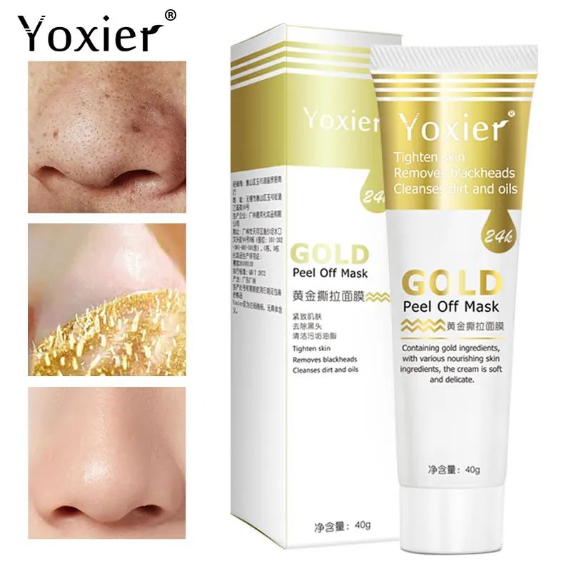 

Gold Peel Off Mask Remove Blackheads Acne Clean Pores Exfoliate Firming Repair Rough Anti-Aging Brighten Nourish Skin Care 40g