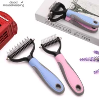 Pets Fur Knot Cutter Dog Grooming Shedding Tools Pet Cat Hair Removal Comb Brush Double sided