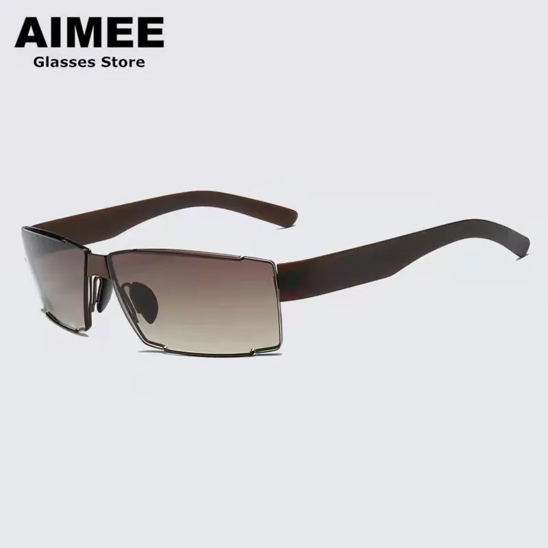 

High Quality Rectangle Sunglasses Men Brand Designer Sun Glasses with UV400 Protection Lenses Gradient Color Driving Glasses