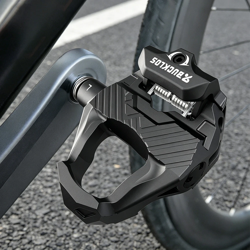 Pedali Bici BUCKLOS a Doppia Funzione, Pedali Piatti e Clipless per Ciclismo con Tacchette, Pedali per Biciclette SPD SL, Componenti in Carbonio - immagine 2