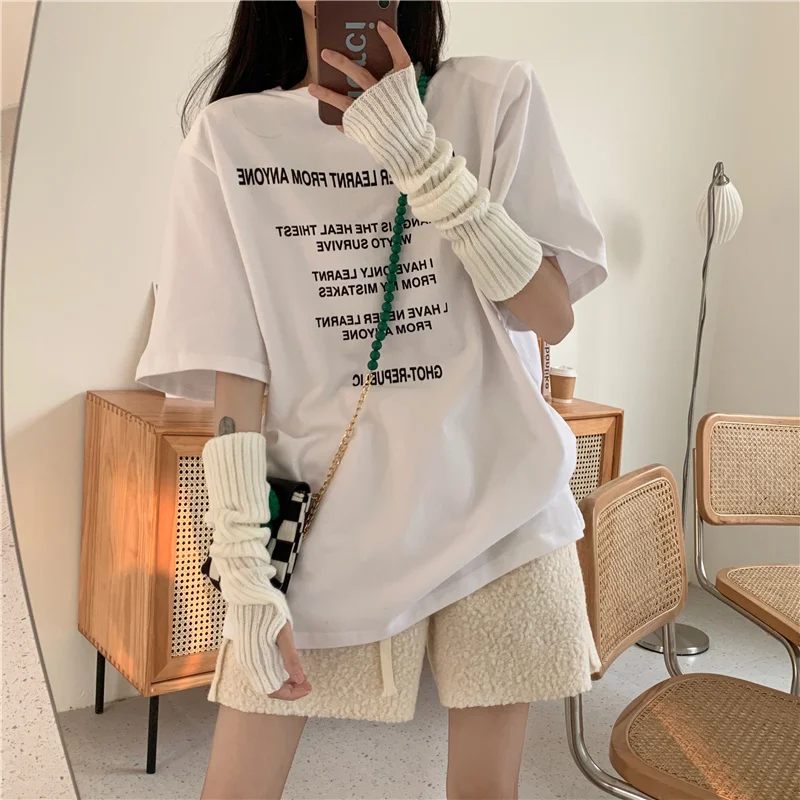 Simples e Versátil Solto em Torno do Pescoço Versão Coreana Carta Impressão Camiseta Feminina 2022 Novos Produtos Estilo Ocidental Topo 13 Computers & Electronics