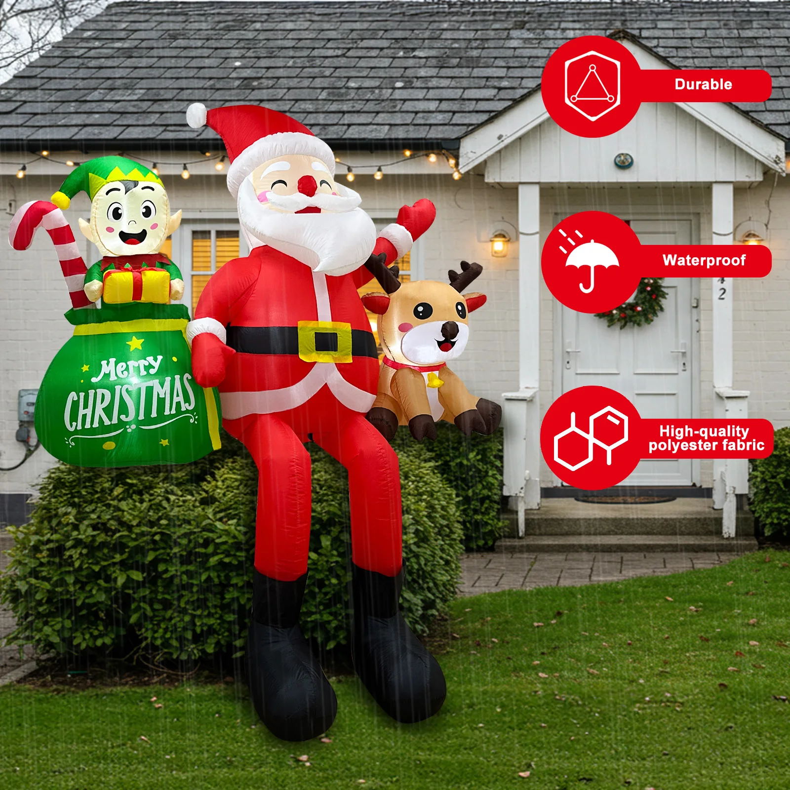 8FT Santa & Reindeer Inflatable 5
