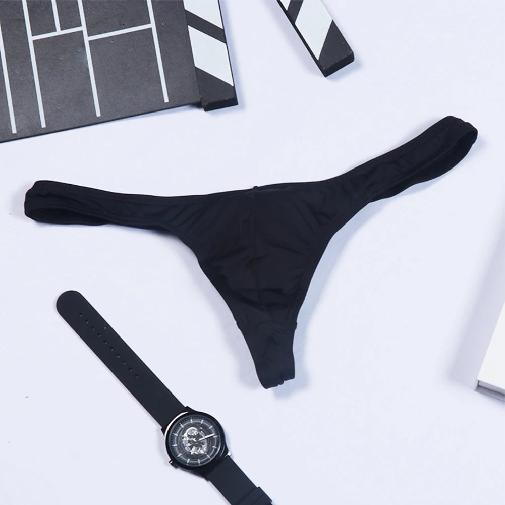 

Men Sexy G-string Bulge Pouch T-back Thongs Male Breathable Underpants Soft Panties Man Ice Silk Underwear Lingerie Bikini Trunk