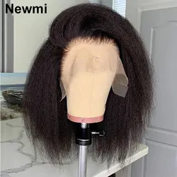 Kinky Straight Bob Wig Human Hair Yaki Straight Bob Lace Front Wig Human Hair 13x4 Full Lace Frontal Wigs for Women