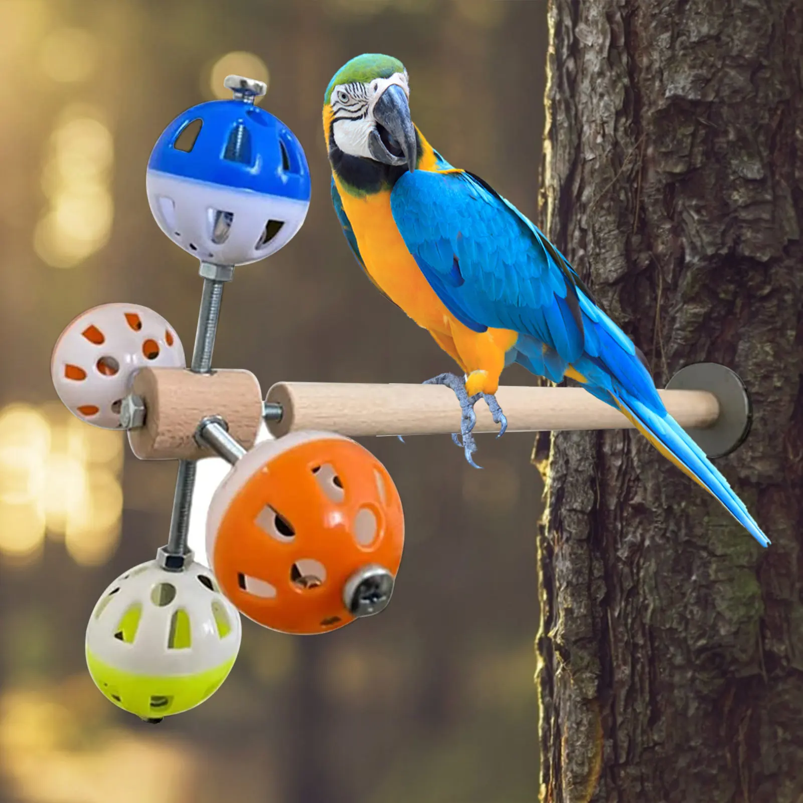 Pet Parrot Ball Toy Bird Hollow Bell For Parakeet Cockatiel Chew Fun Cage Toys 