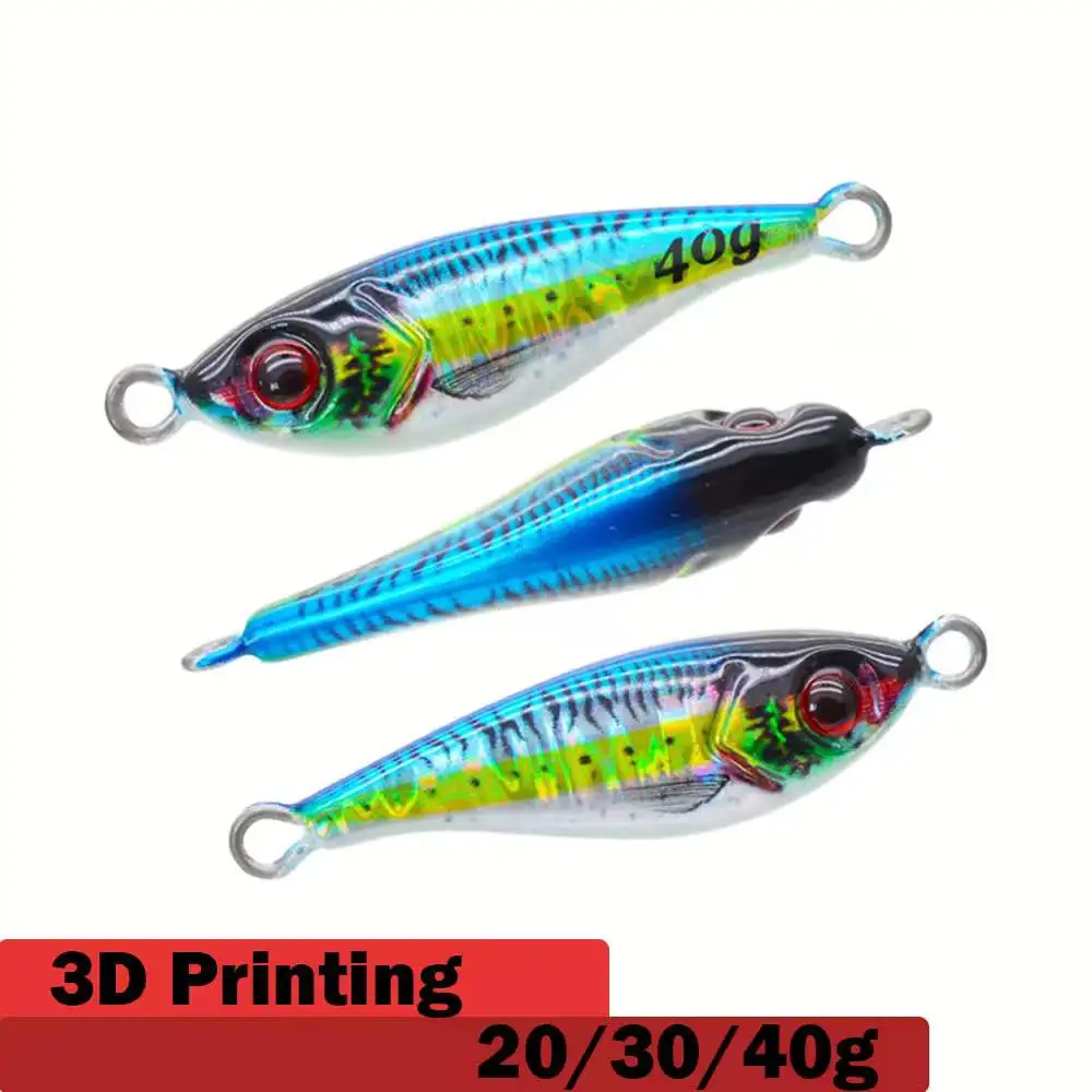 

3D Print Glow Slow Pitch Metal Jig Fishing 20g 30g 40g Shore Cast Jigging Spoon Bass Fishing Bait Trout Saltwater Jigging Lures