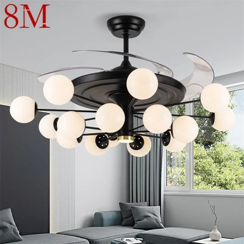8M Modern Ceiling Fan Lights Big 52 Inch Lamps Remote Control Without Blade For Home Dining Room