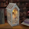 NEW DIY Book Nook Wooden Miniature Model Kit Wedding Dress Casa Bookend With Light 3D Puzzle Bookshelf Home Decor Friends Gifts 2
