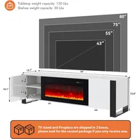 Fireplace TV Stand with 36" Fireplace, 70" Modern Entertainment Center LED Lights,TV Console Cabinet for TVs Up To 80" 2