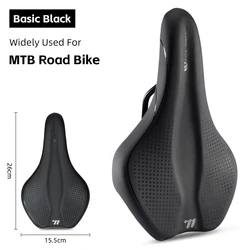 WEST BIKING Breathable Non - Slip Leather Bike Saddle with Shock Absorbing Hollow Design (Basic Style)