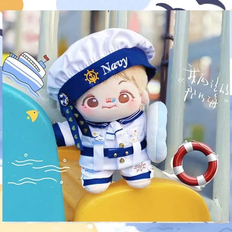 20cm baby clothes, cotton dolls, navy style clothes, blue island style set, free shipping for boys and girls 3