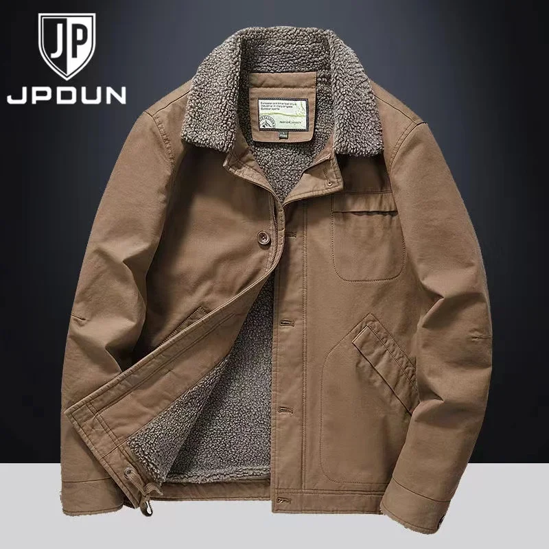 

Men's Jacket Male Tooling Cotton-padded Jacketswinter Thickened Large Size Casual Warm Cotton Coat Jacket Lapel Men's Clothing