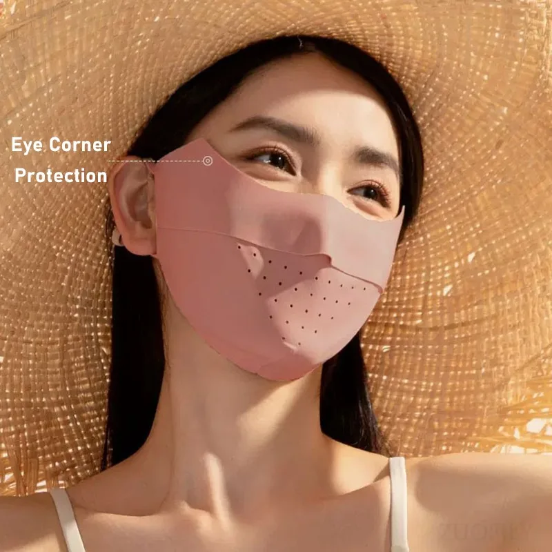 Sun Protection Mask Summer Ice Silk Face Mask UV Sun Protection Respirator Men Women Adjustable Breathable Mask For Outdoor Running Cycling Sports