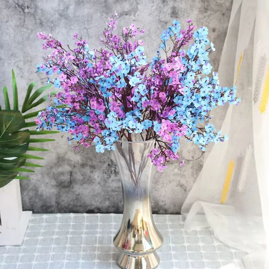 Artificial Flowers White Cherry Blossoms Gypsophila Fake Plants DIY Wedding Bouquet Vases for Home Decor Faux Festival Branch