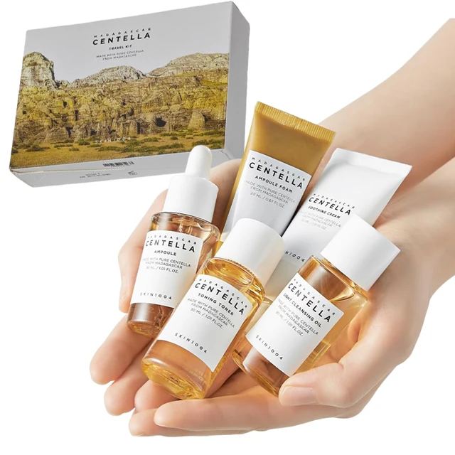 Centella – Kit de voyage, Ampoule de Toner, crème apaisante, huile nettoyante, Ampoule en mousse, boîte de soins de la peau, coffrets cadeaux pour la fête des mères 1