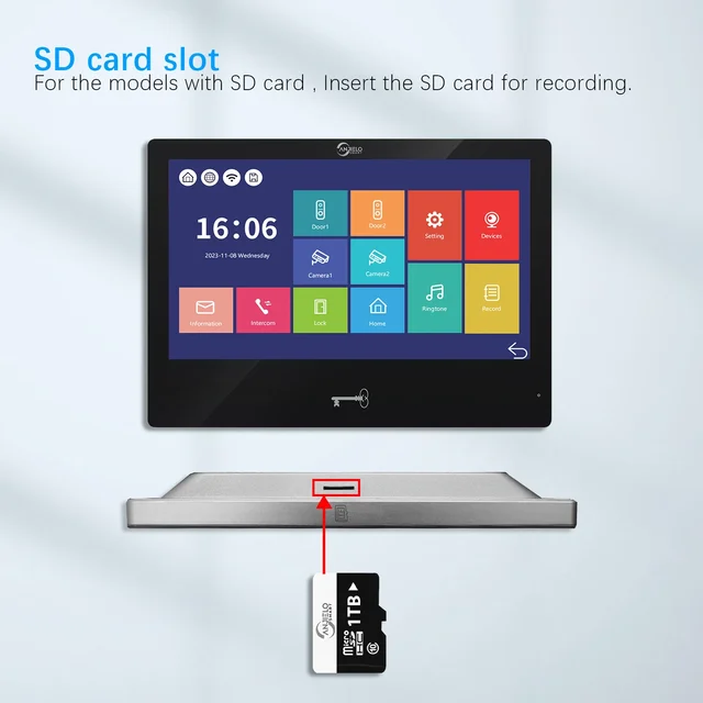 Tuya 10 Inch Video Intercom Touch Screen with Wired Doorbell 1080P APP Password Fingerprint Card Swipe Monitor One click unlock 4