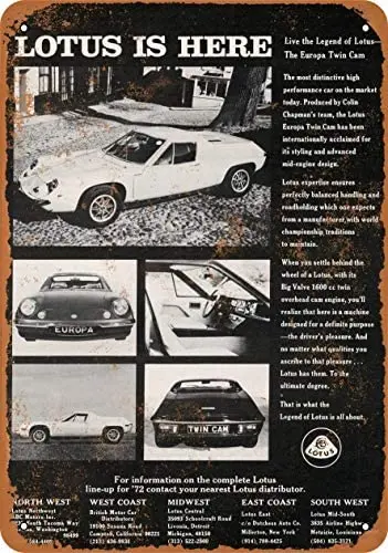 

Metal Vintage Tin Sign 1972 Lotus Twin Cams-Metal Tin Signs, Home Kitchen Wall Retro Poster Plaque Mural Bar Pub Coffee Decor