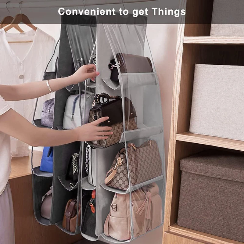 Bag Storage Hanging Bag Fabric Double-Sided Multi-Layer Dust-Proof Hanging Type Household Wardrobe Storage Rack