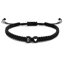 Personalized Heart Initial Braided Friendship Bracelet - Handmade Jewelry Gift (D)