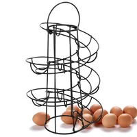 Kitchen Egg Rack, Spiral Egg Basket, Iron Practical Egg Storage Rack, Storage Rack Black 1