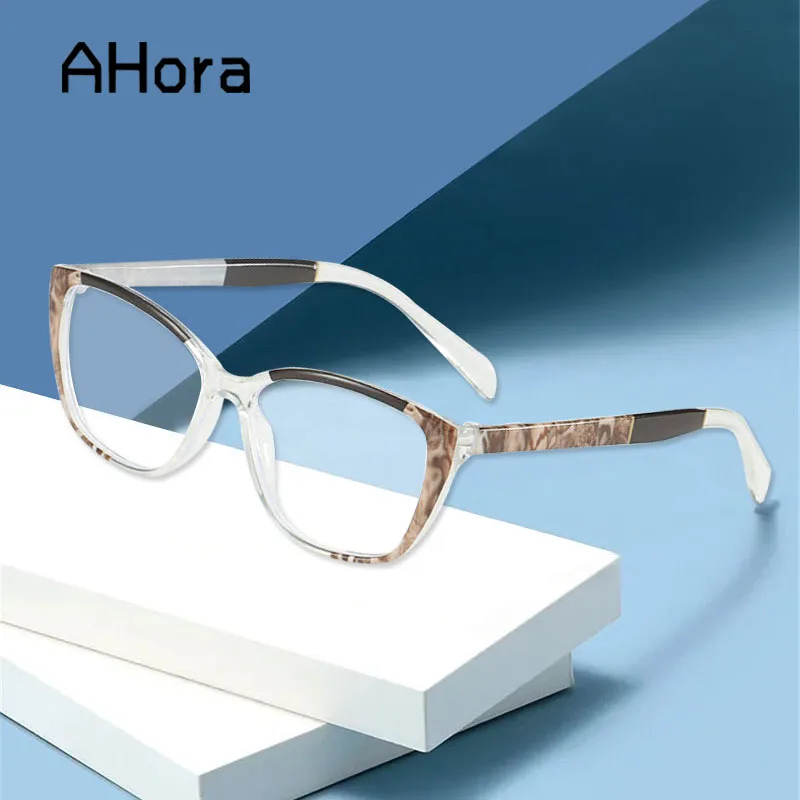 

Ahora Cateye Printed Reading Glasses Wome&Men Blue Light Presbyopic Eyeglasses Anti-drop Hyperopia Eyewear +1.0 1.5 2.0 2.5 +4.0