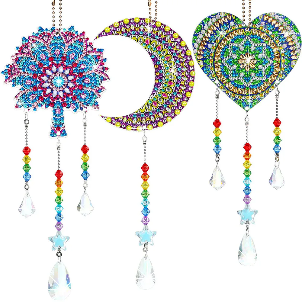 

3pcs Diamond Painting Wind Chime Pendant Window Hanging Special Shaped Diamond Embroidery Kit DIY for Car Window Chime