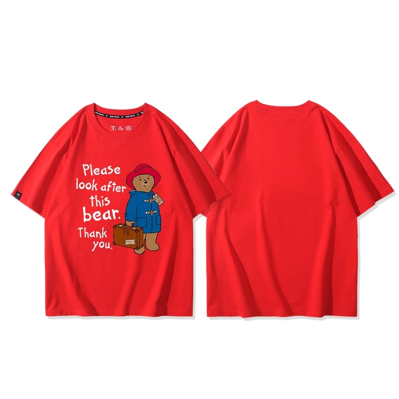 British Paddington Bear Men Women Loose Short Sleeve Shirt British Brown Vintage T-shirt Children's T-shirt Tops sportswear tshirt,motorcycle tshirt,children printed t shirt