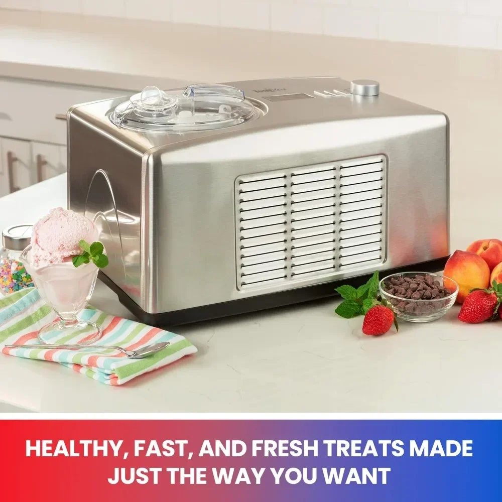 urt Sorbet Gelato in 1 Hour No Salt or Pre-Freezing Stainless Steel Silver