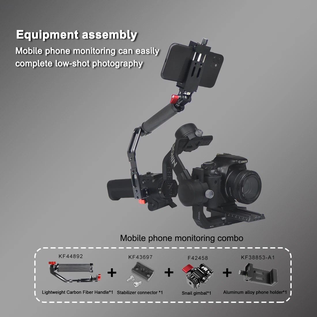 Carbon Fiber L Bracket Handle Grip Foldable Cold Shoe Mount Clamp for Ronin RS3
