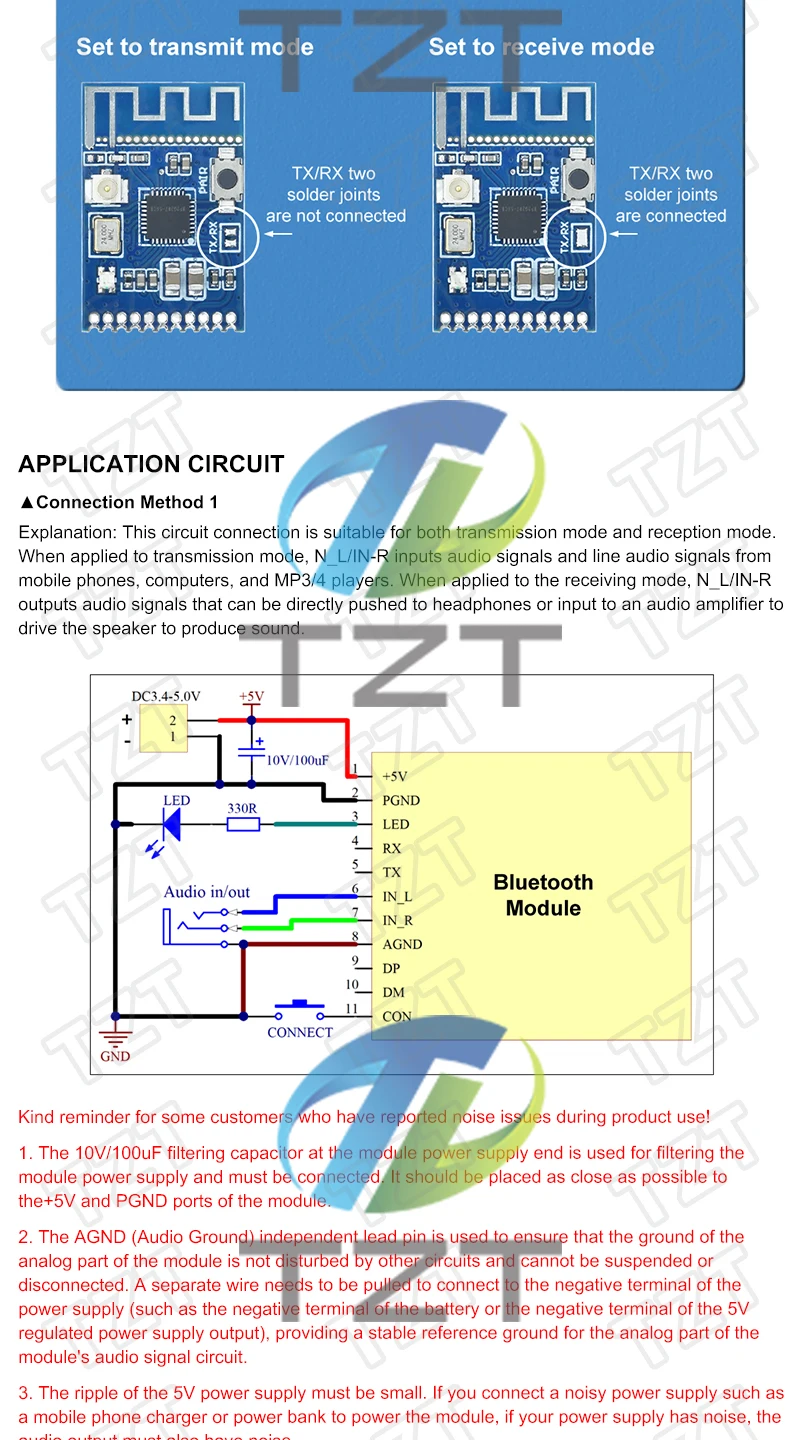 Bluetooth-Modul 5.3 Audio-Sender-Modul 20 Meter Stereo GFSK Transceiver Kopfhörer-Board Drahtloser Lautsprecher – Detail 3