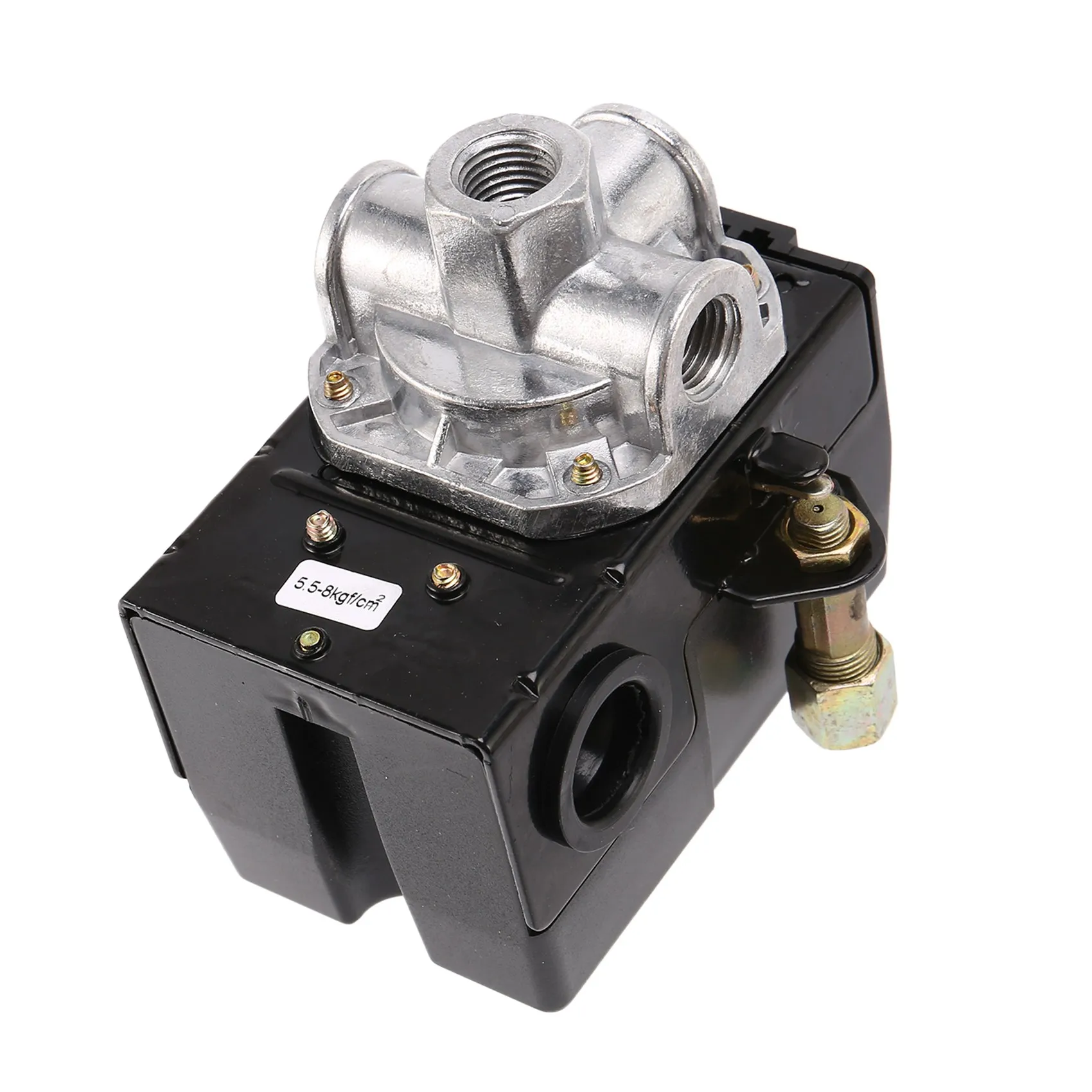 

5-8Kg 4-Port 26 Amp Pressure Switch Control Valve Air Compressor Heavy Duty Black Automatic Pressure Controller