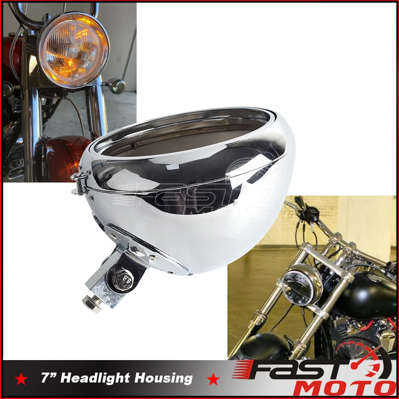 

Motorcycle 7 inch Headlight Housing Cover For Harley Heritage Fat Boy Softail Cafe Racer 7" Front Headlamp Bucket Shell Mount