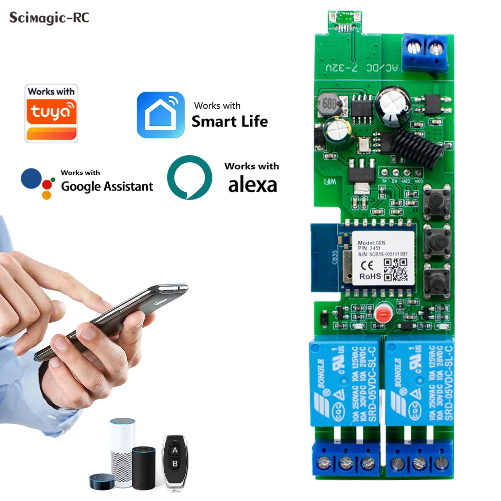 Smart WiFi Relay Switch with Timer & Dry Contact Control – Voice Assistant Compatible