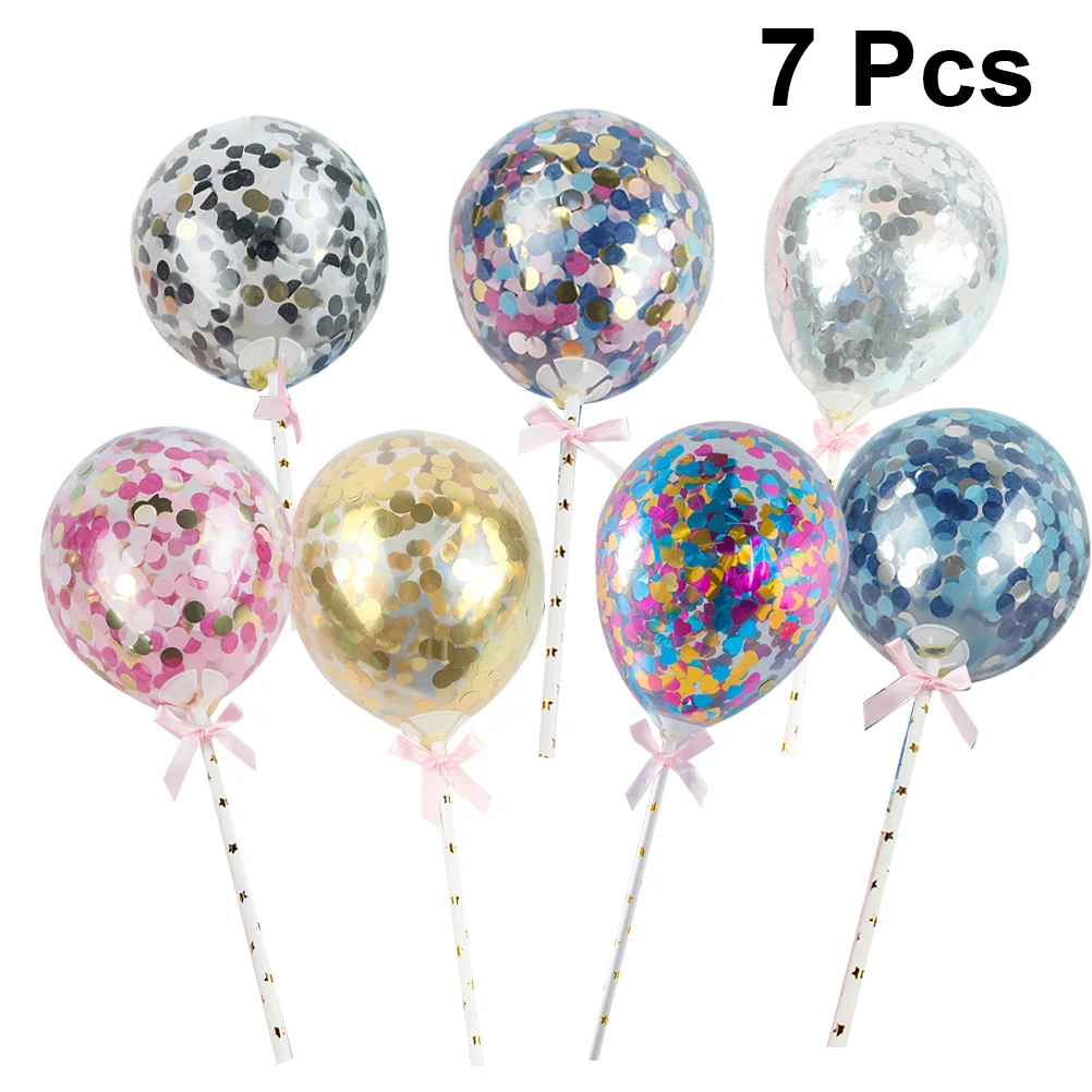 

7 PCS Decorate Child Baby Clear Balloons Wedding Decorations for Ceremony Happy Birthday Colorful Party Cupcake Topper