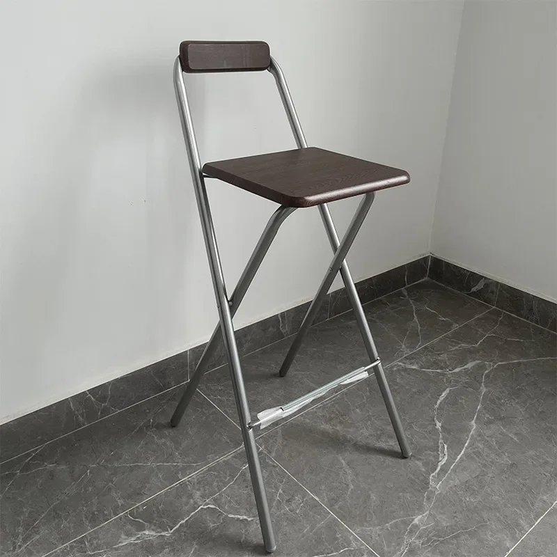 Minimalist Bar Stool Folding Upholstered High Stool Bar Backrest Stools Outdoor Metal Leisure Portable Chairs