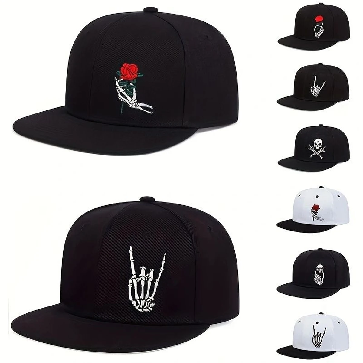 Skeleton Fingers Embroidered Cap – Unisex Hip-Hop Hat 1