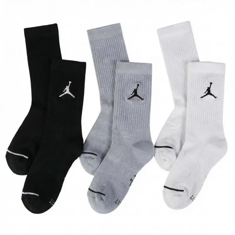 Nike (NIKE) 3-Pack Socks for Men and Women: Air Jordan Training Breathable Casual Socks, Mid-Calf Sports Socks SX5545-019