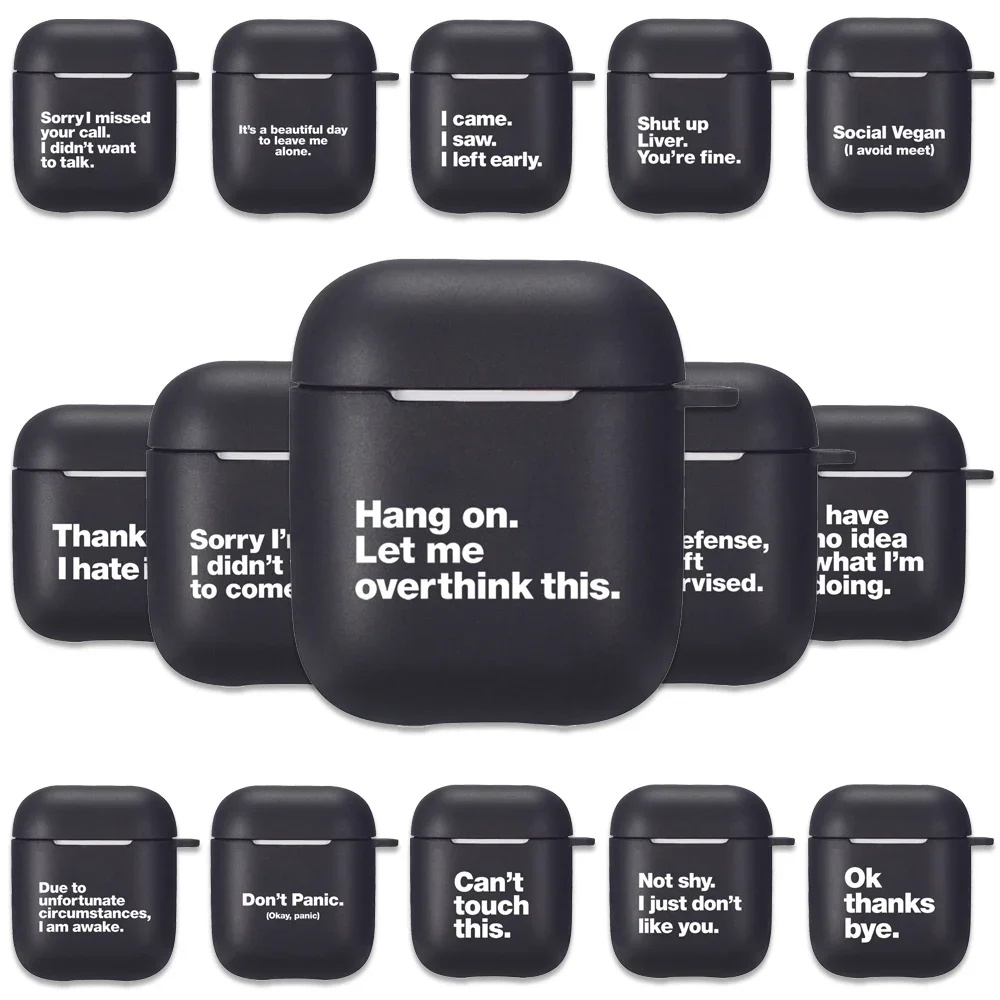 

Funny Quotes Black Silicone Case for Apple Airpods 1 2 Cases Simple Text Letters Soft Airpods Earphone Cover Protective Case