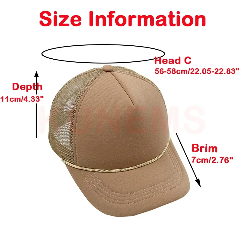 KUNEMS Custom LOGO Baseball Cap for Unisex DIY Blank Rope Trucker Hat Summer Beach Net Hat 3D Printed Embroidered Baseball Cap 3